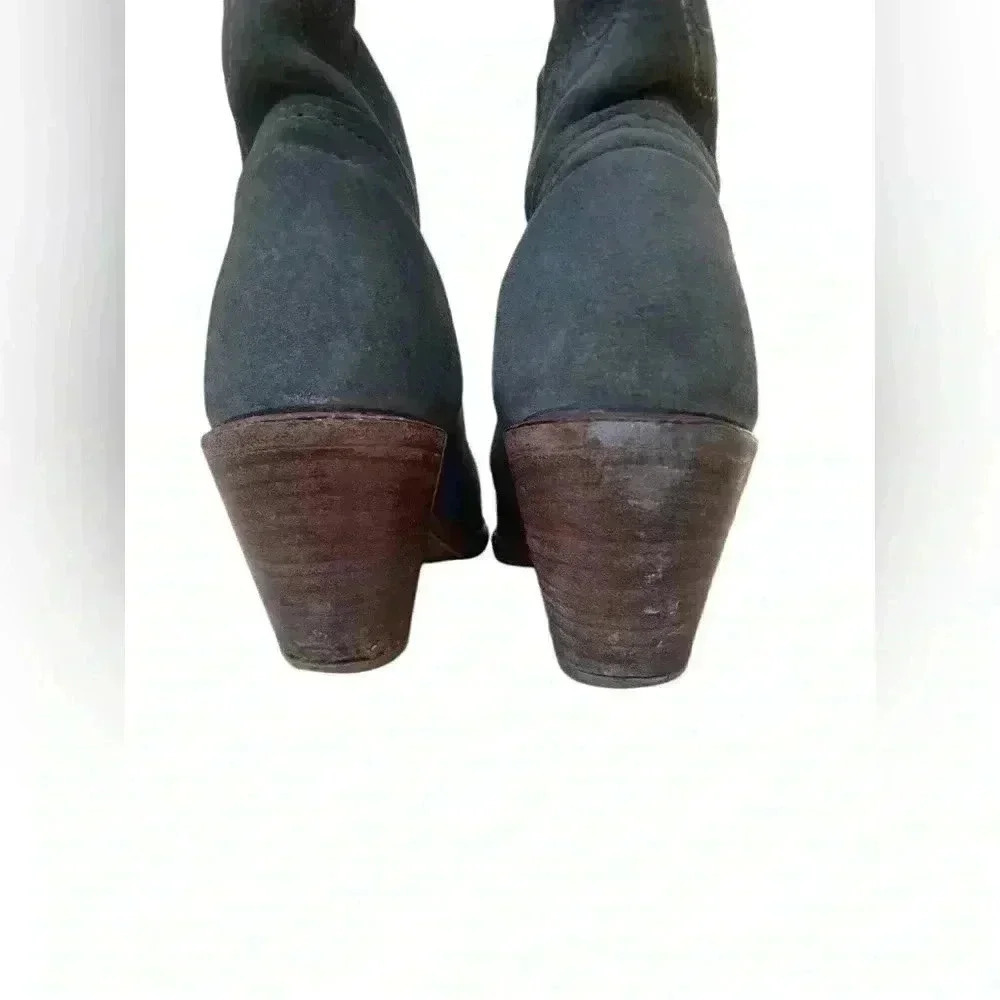 Laredo women’s suede heel gray with mustard yellow inlays accent sz 7 vintage - Picture 9 of 11